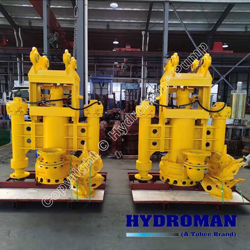 Submersible hydraulic slurry pumps