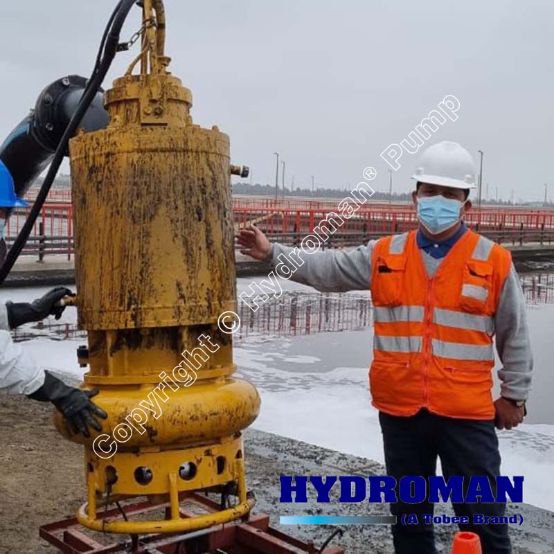 Submersible sewage sludge dewatering pumps with agitator