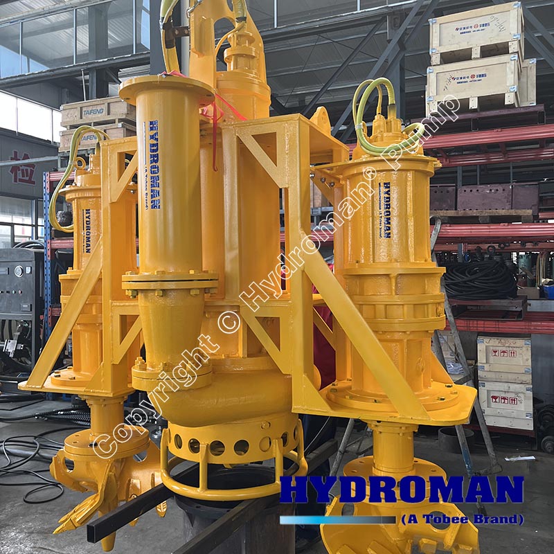 Heavy duty submersible slurry pump with agitator